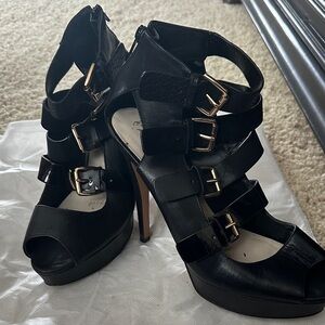 Aldo Black Strappy Platform Heels